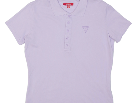 GUESS Womens Polo Shirt Purple M Online Hot Sale