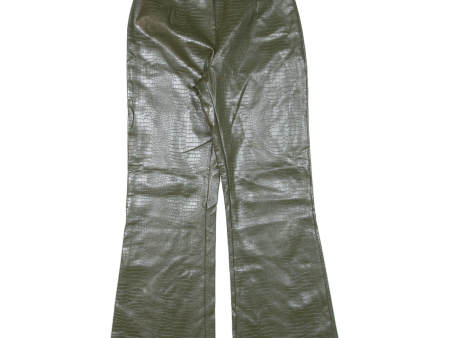 CIDER Leather Look Womens Trousers Green Regular Flared W26 L28 on Sale