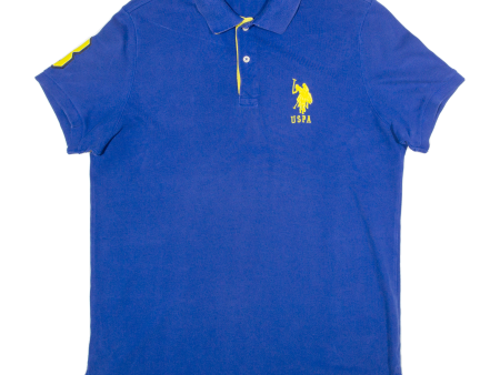 U.S POLO Slim Fit Mens Polo Shirt Blue 80s L Online Hot Sale