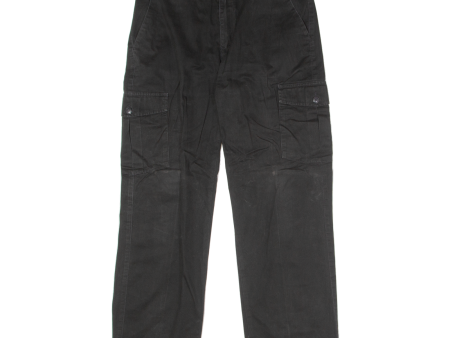 POOL Cargo Mens Twill Trousers Black Regular Straight 90s W24 L30 Online Sale