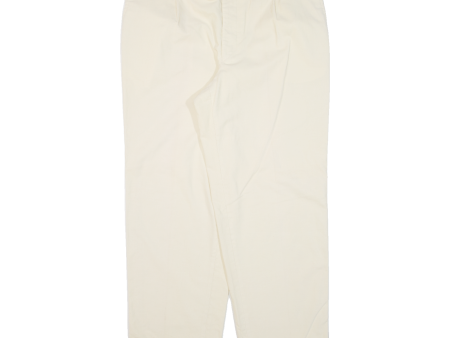 MICHEL ANGELLOZ Mens Corduroy Trousers Cream Relaxed Straight W38 L30 Fashion