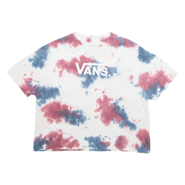 VANS Cropped Womens Tie Dye T-Shirt White XS on Sale