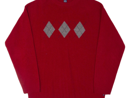 GANT Mens Patterned Jumper Red Tight Knit Wool XL Online now