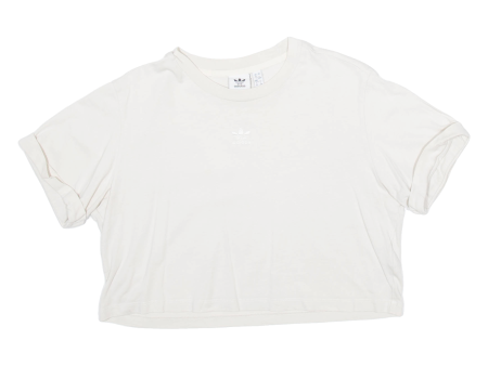 ADIDAS Cropped Womens T-Shirt Cream UK 16 Online Sale