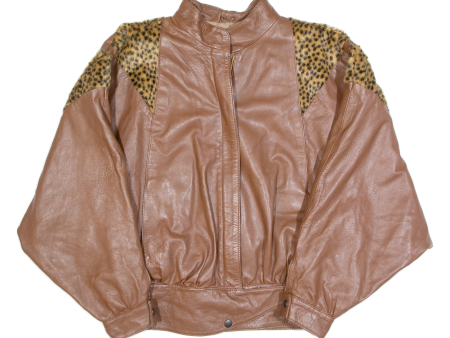 Womens Jacket Brown Faux Leather M Discount