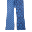 Floral Checkerboard Womens Trousers Blue Slim Flared W28 L30 For Discount