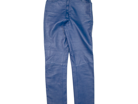 Womens Leather Trousers Blue Slim Straight W28 L30 Hot on Sale