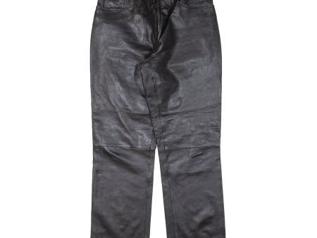 Womens Leather Trousers Black Regular Straight W28 L29 Online