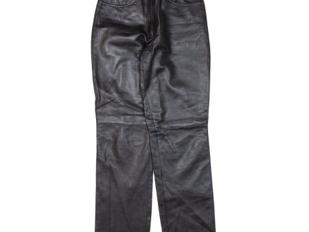 Womens Leather Trousers Black Regular Straight W26 L30 Online Sale