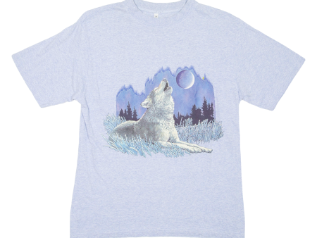 Wolf Mens T-Shirt Blue M Discount