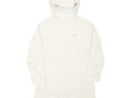 JACK WOLFSKIN Womens Rain Coat Cream Hooded UK 8 Cheap