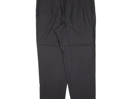 YVES SAINT LAURENT Pleated Pinstripe Mens Knit Trousers Black Tapered Wool W40 L30 Online now