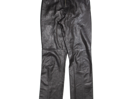 ANNEX Womens Leather Trousers Black Slim Straight 90s W28 L30 Supply