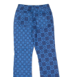 Floral Checkerboard Womens Trousers Blue Slim Flared W28 L30 For Discount