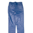 Womens Leather Trousers Blue Slim Straight W28 L30 Hot on Sale