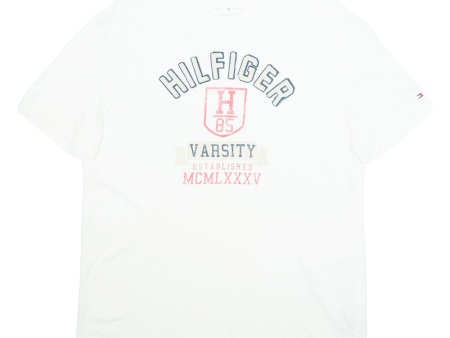 TOMMY HILFIGER Varsity Mens T-Shirt White USA L Cheap