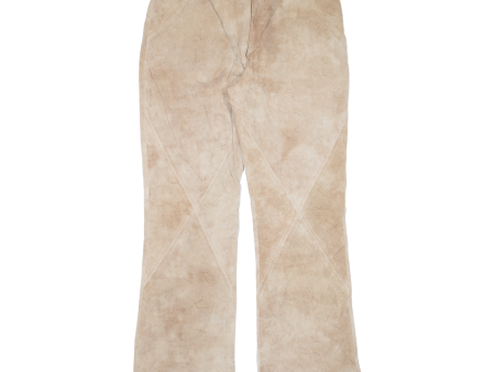 SPIETH & WENSKY Womens Leather Trousers Beige Relaxed Bootcut Suede W30 L31 Online now