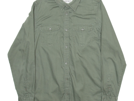 CARHARTT Robbins Mens Plain Shirt Green Long Sleeve M Online Sale