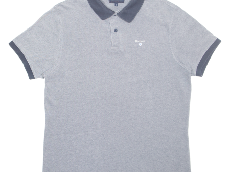 BARBOUR Mens Polo Shirt Grey L Discount