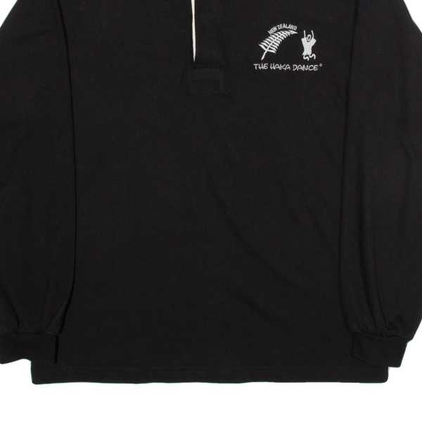 CLOUDS The Haka Dance Mens Polo Shirt Black Long Sleeve L For Sale