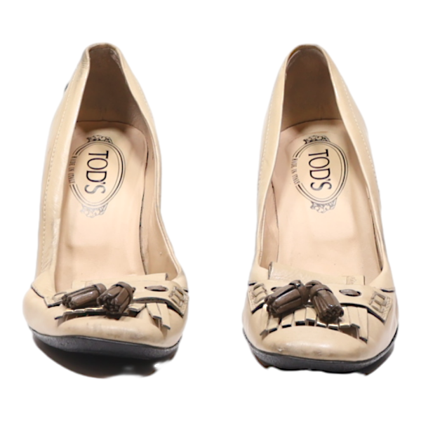 TODS Pump Heels Cream Leather Womens UK 4.5 Online