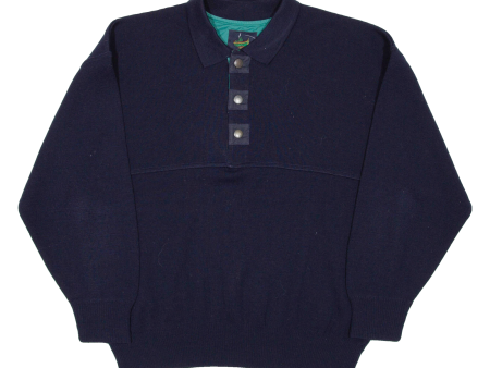 BORT Mens Jumper Blue Collared Tight Knit L Online Sale