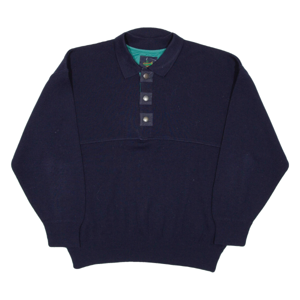 BORT Mens Jumper Blue Collared Tight Knit L Online Sale