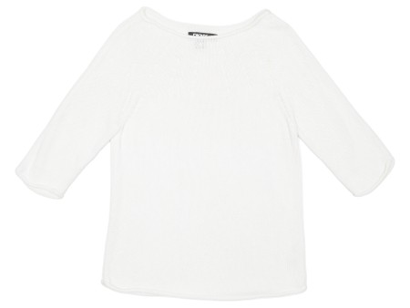 DKNY Womens Jumper White Tight Knit 3 4 Sleeve L on Sale