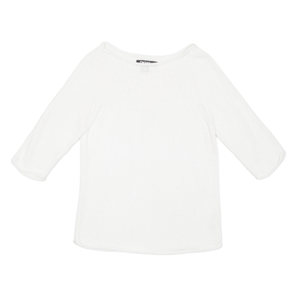 DKNY Womens Jumper White Tight Knit 3 4 Sleeve L on Sale