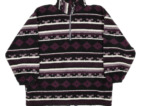 Mens Patterned Fleece Purple Fair Isle 1 4 Zip XL For Discount