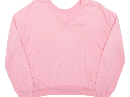 GANT Cropped Womens Jumper Pink V-Neck Tight Knit S Supply