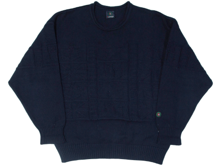 CLIPPER Navy Mens Jumper Blue 90s Tight Knit L Online now