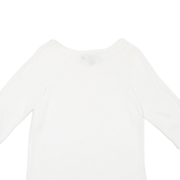 DKNY Womens Jumper White Tight Knit 3 4 Sleeve L on Sale