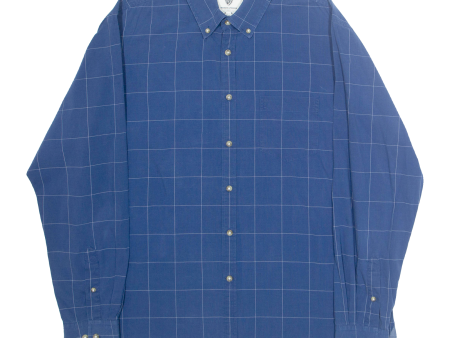 WARREN & PARKER Fitted Mens Shirt Blue Check Long Sleeve XL For Cheap