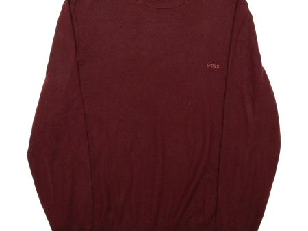 BOSS Mens Jumper Maroon Tight Knit M Sale