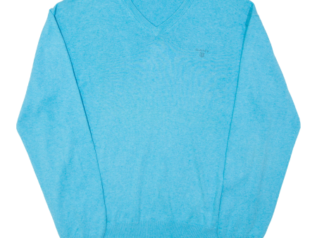 GANT Mens Jumper Blue V-Neck Tight Knit XL Fashion