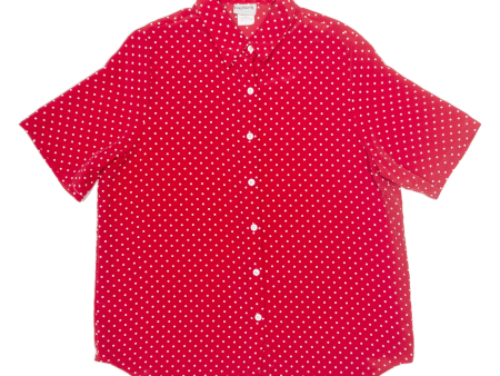 BON WORTH Womens Blouse Shirt Red Collared 90s Polka Dot L on Sale