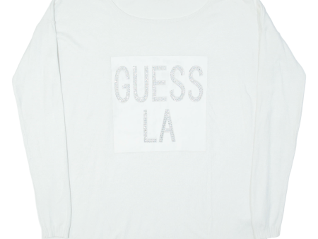 GUESS Womens Jumper White Tight Knit S Online Sale