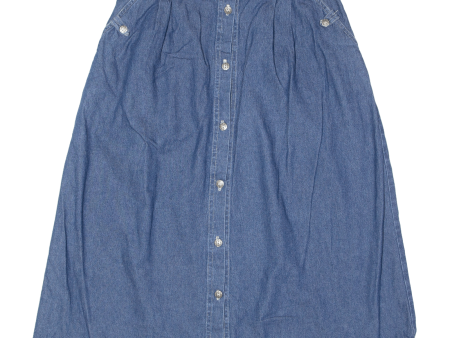 SPORT TIMER Button Womens Maxi Skirt Blue Long 90s Denim M Sale