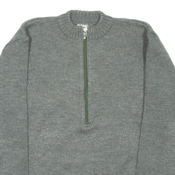 Military Mens Jumper Grey 1 2 Zip Chunky Knit Wool L Online