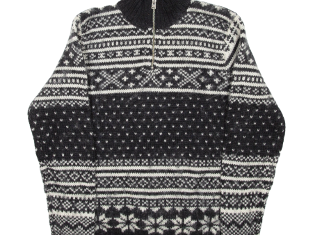 POLO SPORT RALPH LAUREN Mens Patterned Jumper Black 1 4 Zip Chunky Knit Wool S Online