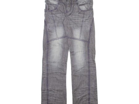 ROSS CARRA Mens Jeans Grey Regular Straight Stone Wash W30 L33 For Sale