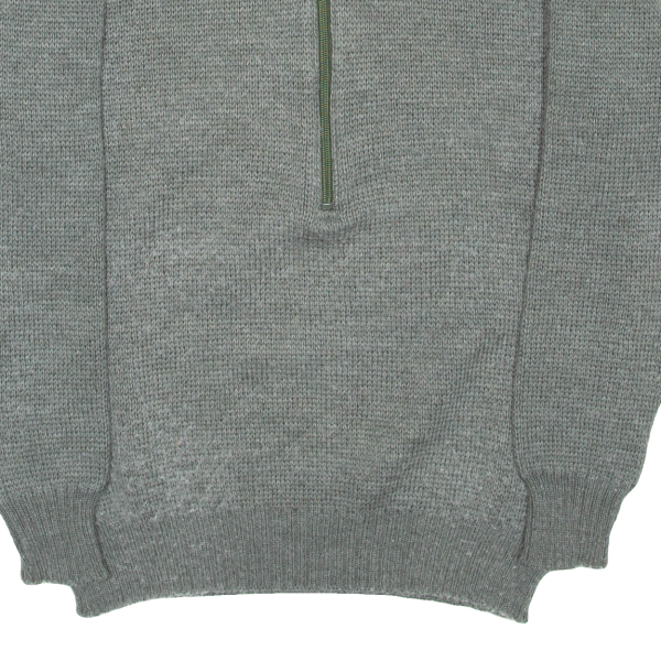 Military Mens Jumper Grey 1 2 Zip Chunky Knit Wool L Online