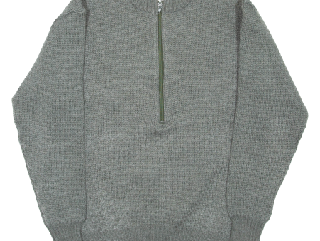 Military Mens Jumper Grey 1 2 Zip Chunky Knit Wool L Online