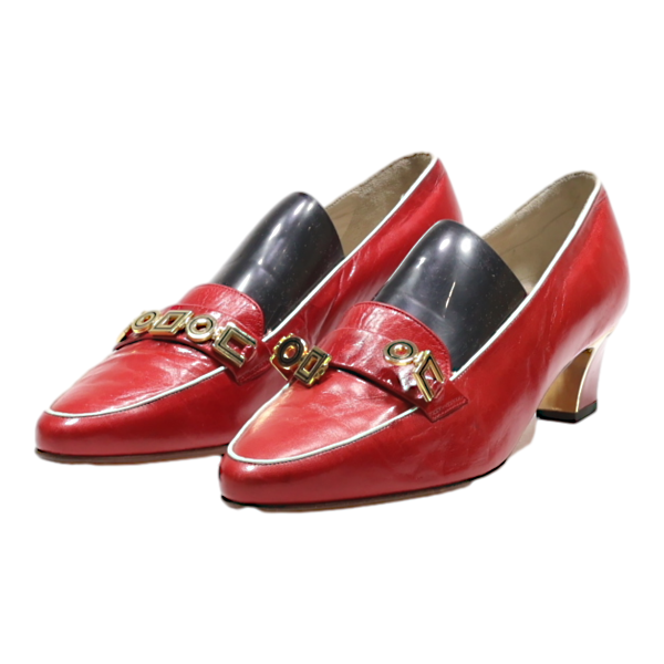 BALLY Court Heels Red Leather Womens UK 4.5 Online Sale