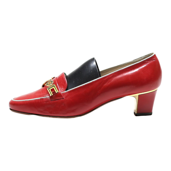 BALLY Court Heels Red Leather Womens UK 4.5 Online Sale