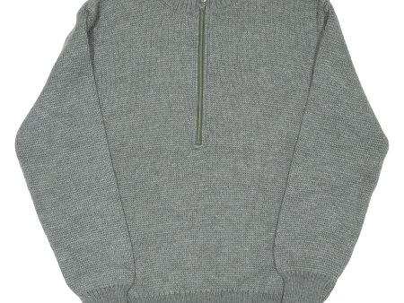 Military Mens Jumper Grey 1 2 Zip Chunky Knit Wool XL Sale