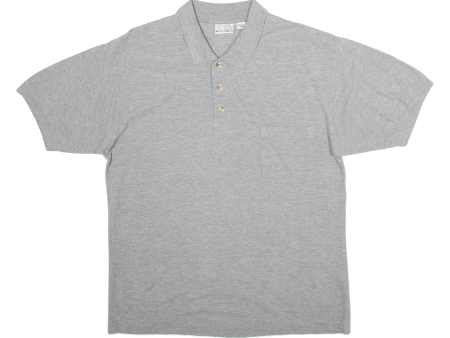 WORLD OFF BASIC Mens Polo Shirt Grey S For Discount