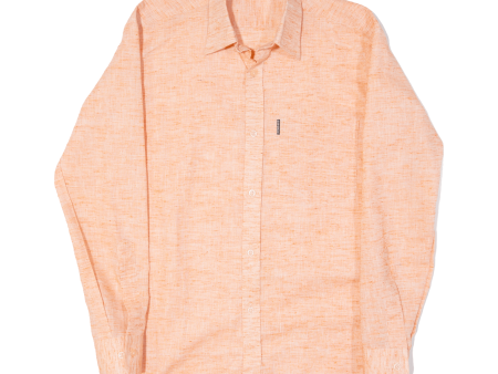 B HANCY Mens Plain Shirt Pink Linen Long Sleeve S Supply