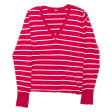 ESPRIT Womens Patterned Jumper Red Striped V-Neck Tight Knit S Online